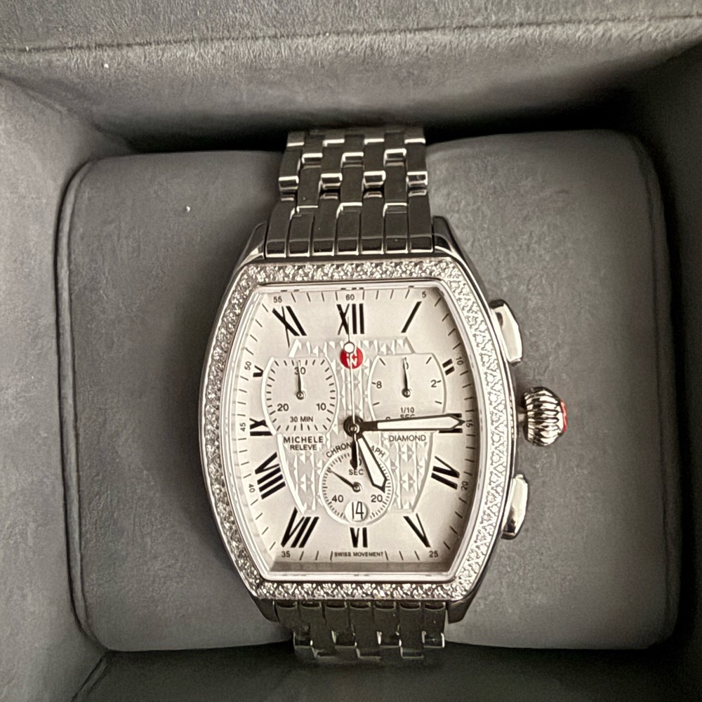 Brand New In Box Michelle Releve Chronograph Diamond Watch